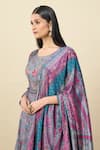 Buy_Alaya Advani_Gray Silk Satin Embroidery Round Floral Print Anarkali With Matching Dupatta 