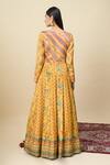 Shop_Alaya Advani_Yellow Silk Satin Embroidery Round Neck Floral Print Anarkali And Dupatta Set _at_Aza_Fashions