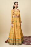 Buy_Alaya Advani_Yellow Silk Satin Embroidery Round Neck Floral Print Anarkali And Dupatta Set _Online_at_Aza_Fashions