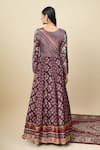 Shop_Alaya Advani_Purple Silk Satin Embroidery Round Neck Floral Print Anarkali With Dupatta _at_Aza_Fashions
