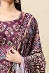 Buy_Alaya Advani_Purple Silk Satin Embroidery Round Neck Floral Print Anarkali With Dupatta _Online