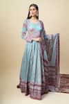 Shop_Alaya Advani_Blue Silk Satin Embroidery, Tassels Round Printed Anarkali With Paisley Dupatta _Online_at_Aza_Fashions