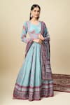 Buy_Alaya Advani_Blue Silk Satin Embroidery, Tassels Round Printed Anarkali With Paisley Dupatta _at_Aza_Fashions