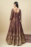 Shop_Alaya Advani_Wine Georgette Embroidery, Zari Scoop Neck Shimmer Anarkali With Butti Dupatta _at_Aza_Fashions