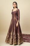 Alaya Advani_Wine Georgette Embroidery, Zari Scoop Neck Shimmer Anarkali With Butti Dupatta _Online