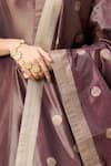 Buy_Alaya Advani_Wine Georgette Embroidery, Zari Scoop Neck Shimmer Anarkali With Butti Dupatta _Online