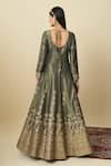 Shop_Alaya Advani_Gray Georgette Embroidery, Zari Shimmer Anarkali With Floral Butti Dupatta _at_Aza_Fashions