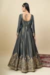 Shop_Alaya Advani_Blue Georgette Embroidery, Zari Scoop Neck Shimmer Anarkali With Floral Dupatta _at_Aza_Fashions