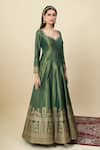 Alaya Advani_Green Georgette Embroidery, Zari Shimmer Anarkali With Matching Butti Dupatta _at_Aza_Fashions