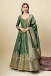 Buy_Alaya Advani_Green Georgette Embroidery, Zari Shimmer Anarkali With Matching Butti Dupatta 
