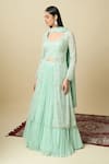 Buy_Alaya Advani_Green Crepe Embroidery, Sequins, Tassels Square Neck Kurta Gathered Lehenga Set 