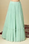 Buy_Alaya Advani_Green Crepe Embroidery, Sequins, Tassels Square Neck Kurta Gathered Lehenga Set _Online