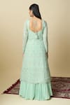 Shop_Alaya Advani_Green Crepe Embroidery, Sequins, Tassels Square Neck Kurta Gathered Lehenga Set _at_Aza_Fashions