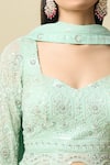Shop_Alaya Advani_Green Crepe Embroidery, Sequins, Tassels Square Neck Kurta Gathered Lehenga Set _Online