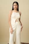 Alaya Advani_Off White Crepe Embroidery, Sequins Square Neck Hand Top And Sharara Set _Online_at_Aza_Fashions