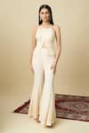 Shop_Alaya Advani_Off White Crepe Embroidery, Sequins Square Neck Hand Top And Sharara Set _Online_at_Aza_Fashions