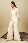 Buy_Alaya Advani_Off White Crepe Embroidery V-neck Hand Top And Sharara Set _Online