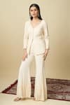 Buy_Alaya Advani_Off White Crepe Embroidery V-neck Hand Top And Sharara Set _at_Aza_Fashions