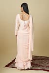 Shop_Alaya Advani_Pink Crepe Embroidery V-neck Pre-draped Layered Saree With Top _at_Aza_Fashions