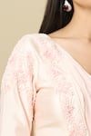 Alaya Advani_Pink Crepe Embroidery V-neck Pre-draped Layered Saree With Top _Online