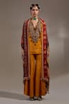 Shop_Aseem Kapoor_Red Silk Tassels Patti Pattern Dupatta _Online_at_Aza_Fashions