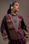 Buy_Aseem Kapoor_Purple Silk Embroidery, Beads, Tassels Round Neck Koji Big Jacket _at_Aza_Fashions