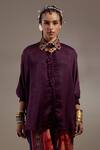 Buy_Aseem Kapoor_Purple Crinkle Embroidery Collared Mandala Pattern Shirt _at_Aza_Fashions