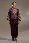 Aseem Kapoor_Purple Silk Embroidery, Beads, Tassels Round Neck Koji Big Jacket _at_Aza_Fashions