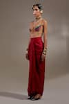 Buy_Aseem Kapoor_Red Silk, Cotton Tassels, Beads, Embroidery Veni Pattern Jacket And Skirt Set 