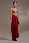 Aseem Kapoor_Red Silk, Cotton Tassels, Beads, Embroidery Veni Pattern Jacket And Skirt Set _Online