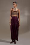 Shop_Aseem Kapoor_Black Silk, Cotton Embroidery, Beads, Veni Tribal Pattern Jacket And Skirt Set _Online_at_Aza_Fashions