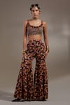 Aseem Kapoor_Burgundy Silk, Cotton, Crepe Veni Tribal Pattern Jacket And Trouser Set _Online