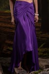 Buy_Harshita Jain_Purple Crepe, Chinon Beads Sweetheart Embroidered Bralette With Draped Skirt _Online_at_Aza_Fashions