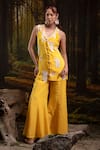 Buy_Harshita Jain_Mustard Crepe Embroidery, Tassels, Beads V-neck Kurta With Trouser _at_Aza_Fashions