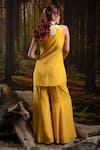 Shop_Harshita Jain_Mustard Crepe Embroidery, Tassels, Beads V-neck Kurta With Trouser _at_Aza_Fashions
