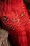 Buy_Harshita Jain_Orange Chinon, Chiffon Sequins, Beads, Embroidery Square Neck Stripe Kurta Set _Online_at_Aza_Fashions