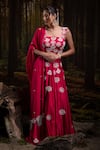 Buy_Harshita Jain_Fuchsia Embroidery, Tassels Square Neck Hand Lehenga Set _at_Aza_Fashions