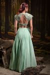 Shop_Harshita Jain_Mint Chinon, Chiffon Embroidery, Applique 3d Floral Blouse With Skirt _at_Aza_Fashions