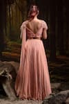 Shop_Harshita Jain_Peach Chinon, Chiffon Embroidery, Beads 3d Floral Lehenga With Blouse _at_Aza_Fashions
