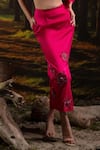 Buy_Harshita Jain_Fuchsia Gabardine Embroidery, Stones Open Neck, Square Border Cape Skirt Set _Online_at_Aza_Fashions