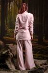 Shop_Harshita Jain_Pink Crepe Fabric Flowers, Beads, Sequins, 3d Floral Embroidered Blazer Set _at_Aza_Fashions