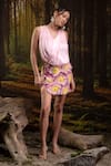 Buy_Harshita Jain_Pink Modal, Organza Beads, Embroidery Cowl Neck Top With Skirt _Online_at_Aza_Fashions