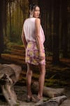 Shop_Harshita Jain_Pink Modal, Organza Beads, Embroidery Cowl Neck Top With Skirt _at_Aza_Fashions