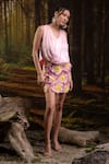 Buy_Harshita Jain_Pink Modal, Organza Beads, Embroidery Cowl Neck Top With Skirt _at_Aza_Fashions