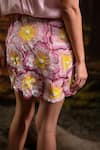 Harshita Jain_Pink Modal, Organza Beads, Embroidery Cowl Neck Top With Skirt _at_Aza_Fashions