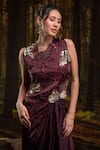Shop_Harshita Jain_Purple Sequins, Embroidery Round Neck Top Skirt Set _Online_at_Aza_Fashions