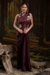 Buy_Harshita Jain_Purple Sequins, Embroidery Round Neck Top Skirt Set _at_Aza_Fashions