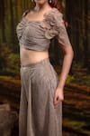 Harshita Jain_Gold Organza Embroidery Sweetheart Neck Bustier With Pant _at_Aza_Fashions
