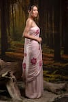 Shop_Harshita Jain_Pink Georgette Sequins, Embroidery Saree With Unstitched Blouse _at_Aza_Fashions