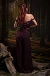 Shop_Harshita Jain_Purple Viscose, Satin Embroidery 3d Floral Motif Blouse With Trouser _at_Aza_Fashions